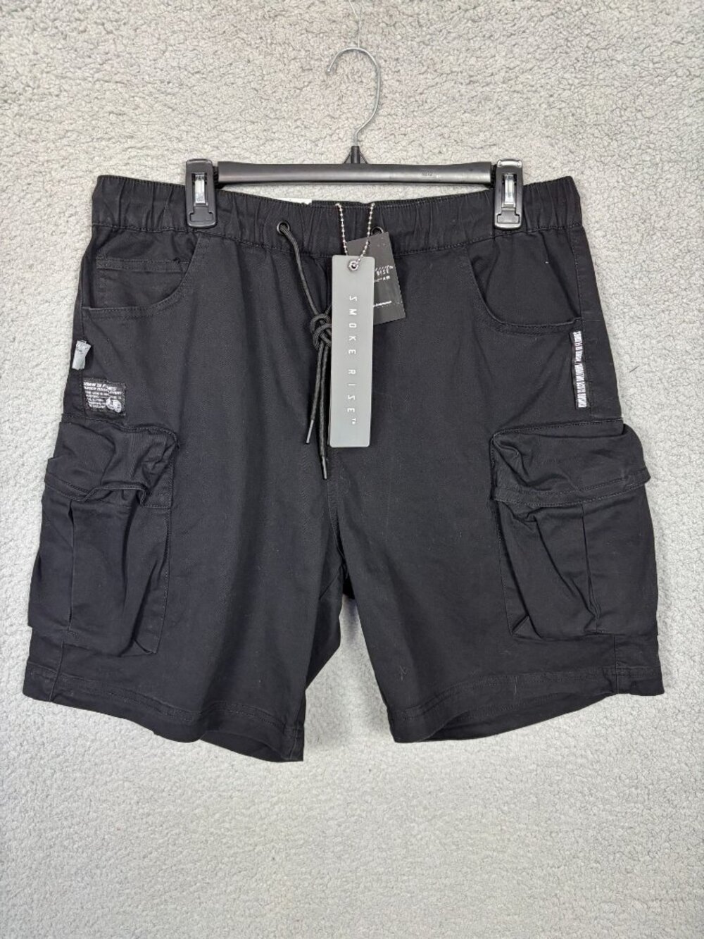 Smoke Rise Men's Twill Multi Pocket Cargo Shorts WS23299 Black Size Large NWT's